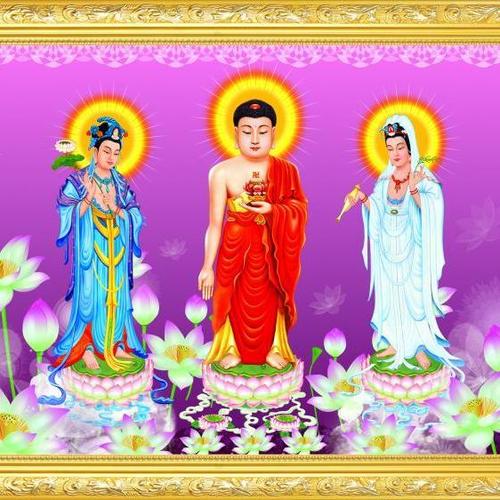 大小款西方三圣阿弥陀佛观音菩萨大势至菩萨佛像画像挂像挂画贴画