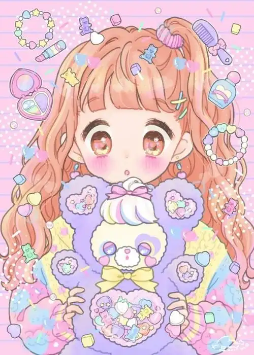 卡通萝莉插画,梦幻少女风,搭配糖果色,软萌可爱!