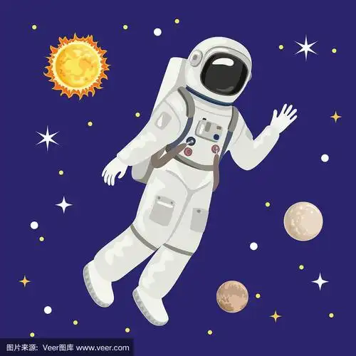 太空服,行星,宇航员,绘画插图,卡通