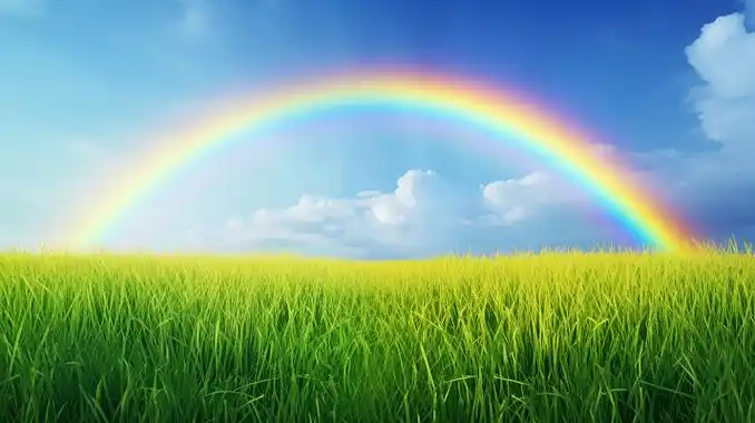 彩虹自然风景电脑壁纸山水风光中的双彩虹蓝天白云空中的七色彩虹