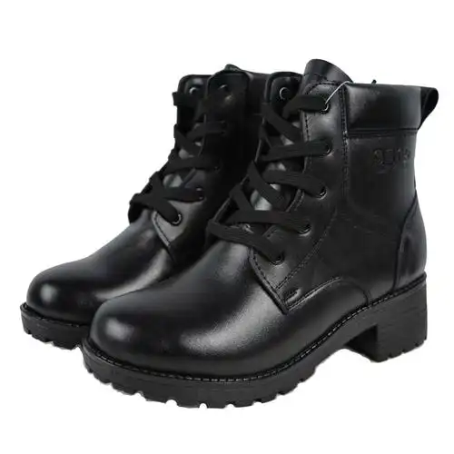 3515强人女靴正品军靴女棉鞋真皮羊毛内里短筒靴冬季保暖厚底短靴