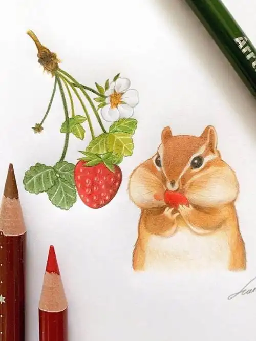 治愈系彩铅小动物byhanaillustrati