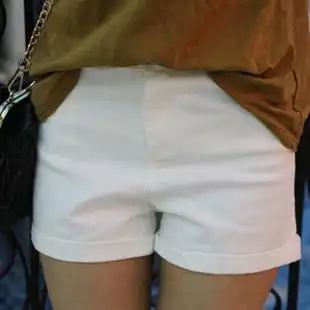 0714dream反季清仓高品质白色短裤打底百搭韩国卷边短裤