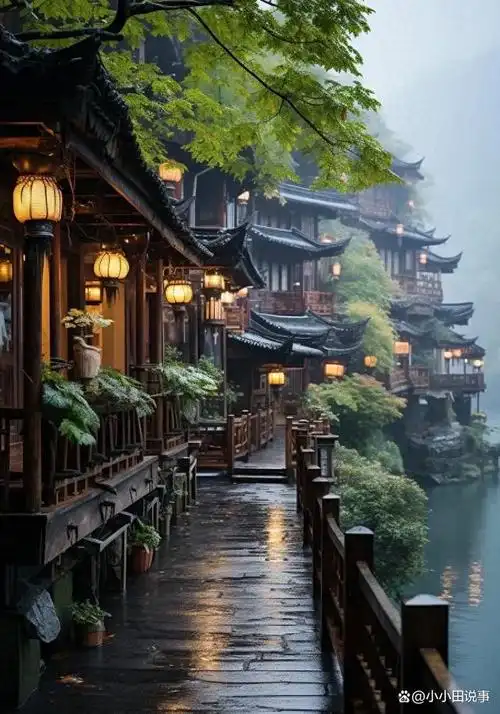 行走在江南烟雨弥漫的小巷中,眼前的景象让人仿佛穿越到了古代的诗词
