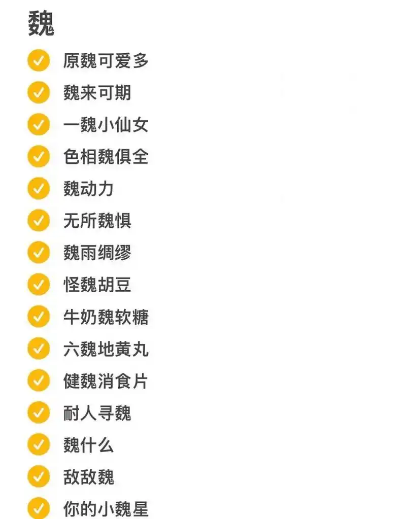 047 [魏] | 谐音梗网名(今晚直播哦) 喂喂喂 魏魏魏 	 平时很多宝子