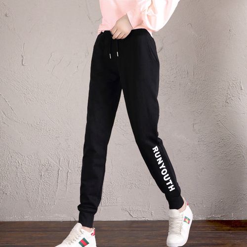 夏秋季纯棉女式运动裤收口小宽松休闲裤小脚裤外穿学生成人