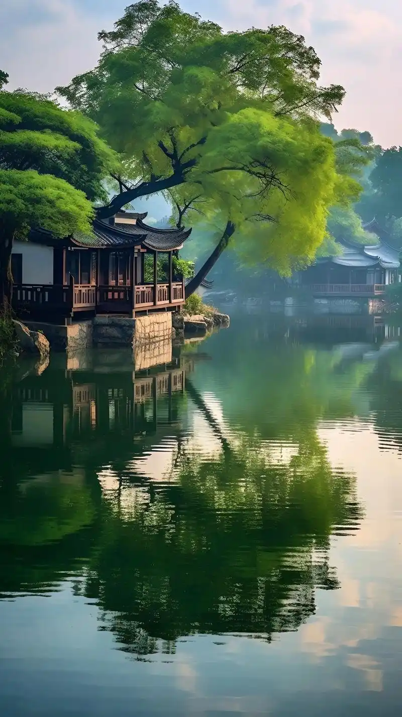 江南水乡,烟雨朦胧,轻舟荡漾,小桥流水,吴侬软语,繁花似锦, - 抖音