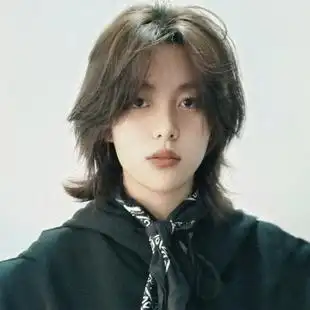 狼尾假发男短发日系中性男女通用鲻鱼头中分发型自然蓬松全头套式