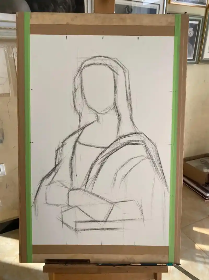 蒙娜丽莎过程图#上热门 #2222美术艺考 #原创 #想画就画  - 抖音