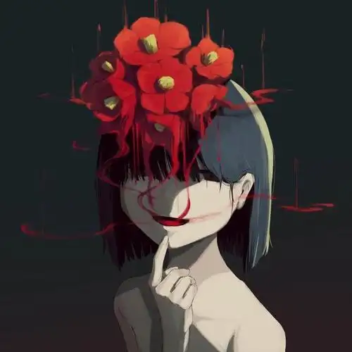 暗黑插画,丧气十足的头像,画风邪魅诡异,这是来自地狱的极乐!