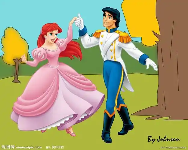 公主 王子 卡通 美国 儿童 公园 草地 跳舞