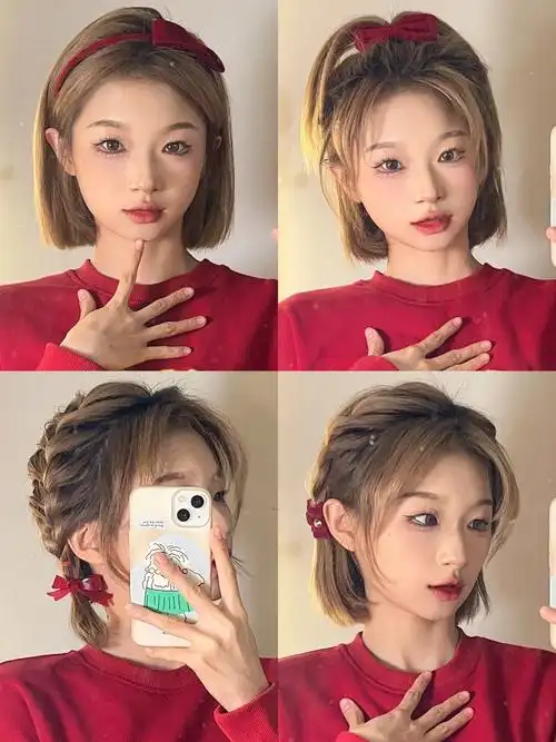 编发教程四款适合圆脸的短发编发