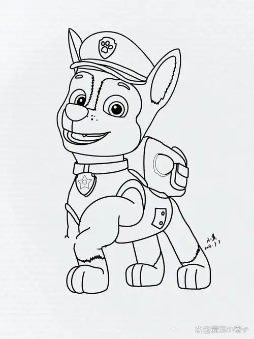1汪汪队立大功阿奇狗狗原创手绘线稿附步骤