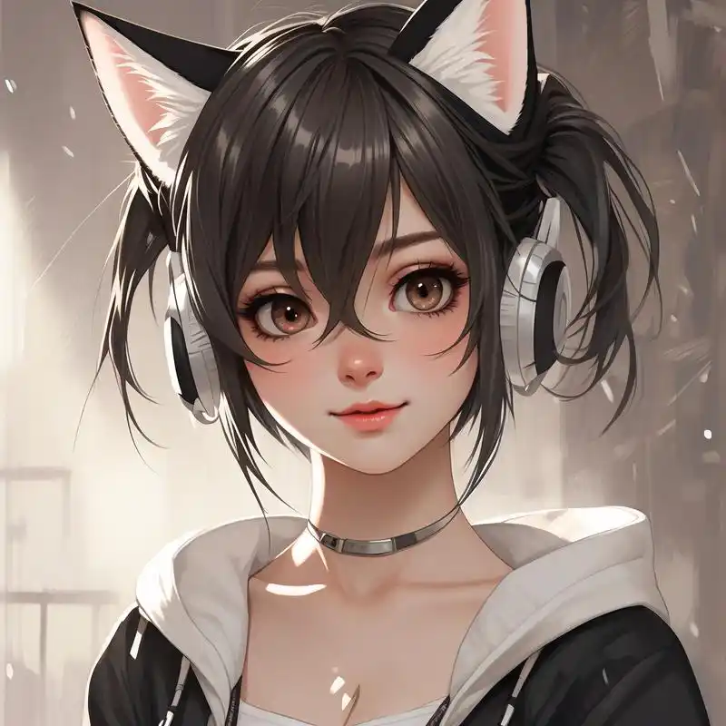 二次元猫耳少女93 甜美头像 探索二次元的世界,发现这位戴着白色猫