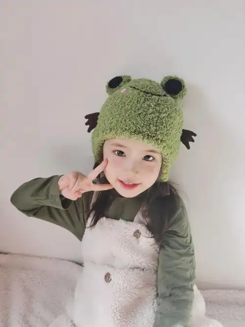 秋冬季婴幼婴幼儿儿童男女宝宝可爱帽子绿色青蛙帽子