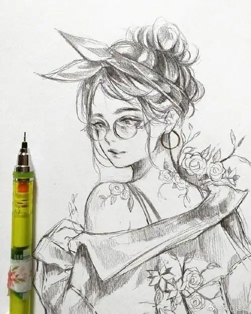 人物角色插画 7815 铅笔手绘小头像 动漫形象(作品出自日本插画师