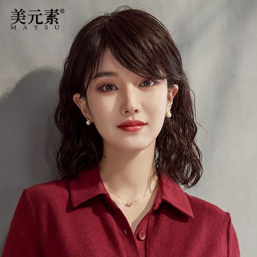 假发 优雅中长lob锁骨发 齐肩卷发 羊毛卷高端真发 全头套式