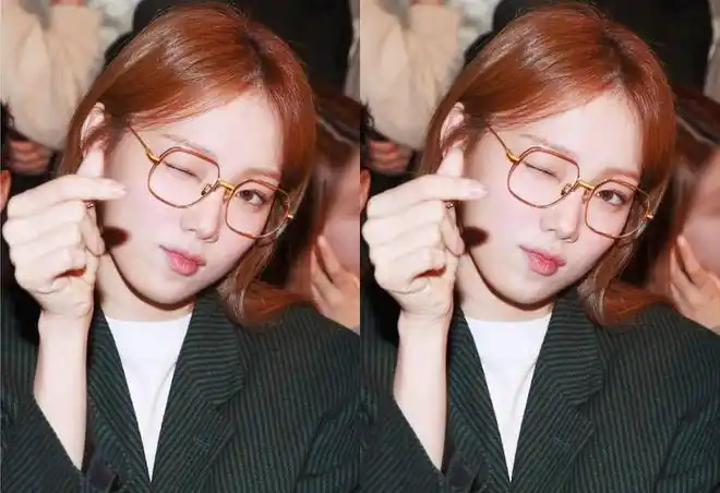 常见了金边镜框眼镜,看起来很有职业女性的利落洒脱,对着镜头的李圣经