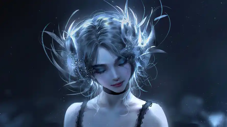 厚涂画 女孩 闭眼 个性发型动漫壁纸