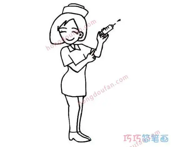 5张拿着针管的护士阿姨卡通简笔画