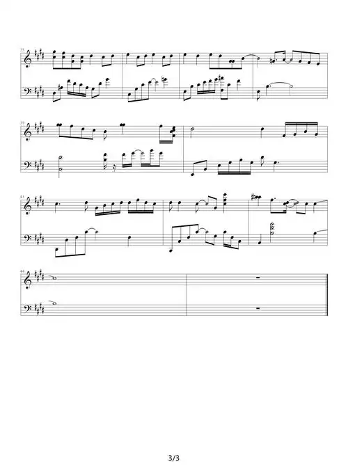 素颜e调 钢琴谱 五线谱