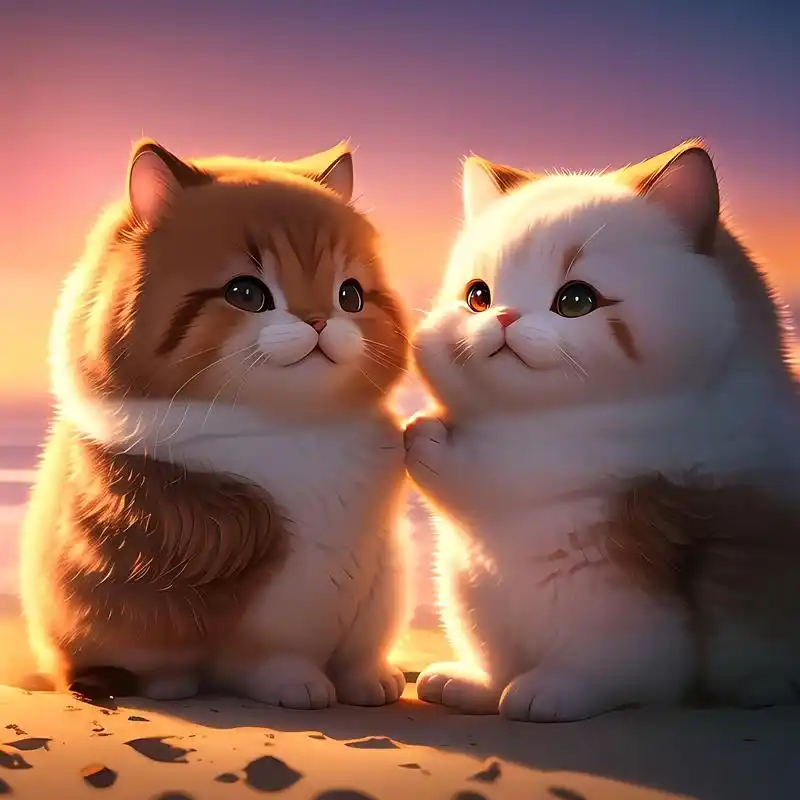 夕阳下的小猫咪