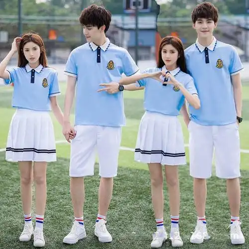 夏季初中生夏装短袖t恤校服中学生高中生大学运动服套装班服新款