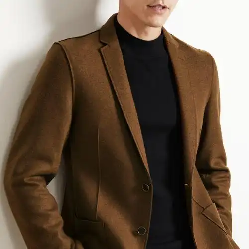 时尚休闲舒适挺阔深棕色羊毛单西服
