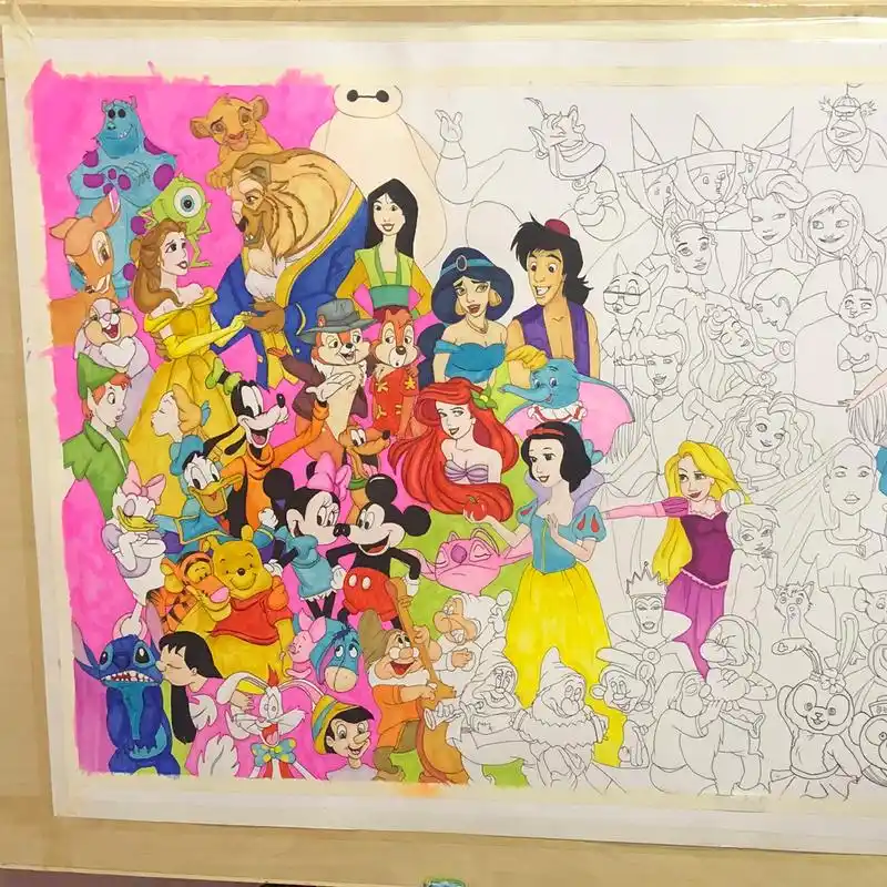 迪士尼人物大合集 大概9615100多个人物,从去年4月开始画了几天