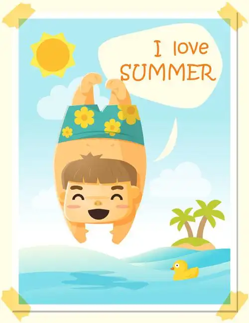 夏天玩耍的孩子