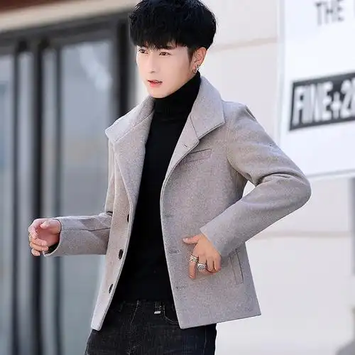 小风衣男士短款呢子衣服春秋季韩版潮流男装妮子夹克帅气男生外套风衣