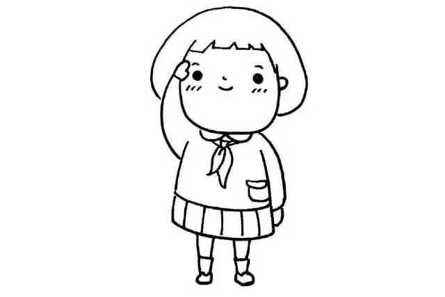 小学生侧面敬礼简笔画,小学生敬礼简笔画-图片大观-奇异网