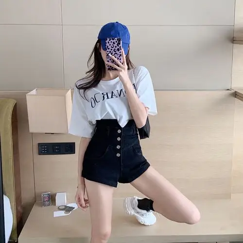 高腰排个性牛仔新款夏季短裤修身弹力