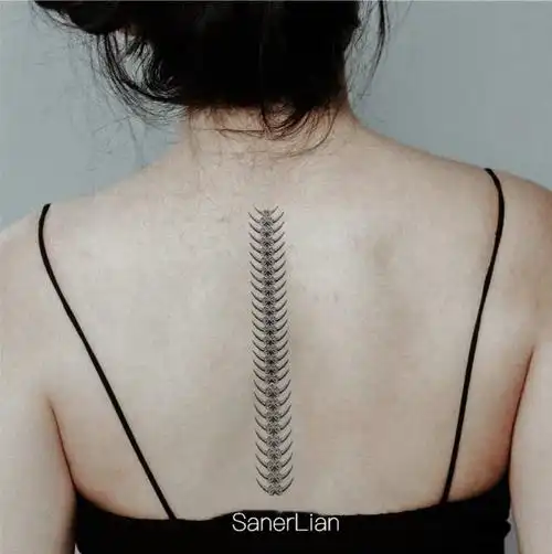 黑白纹身贴 脊柱贴 鱼刺脊椎 欧美ins风男女防水持久 酷 手臂个性