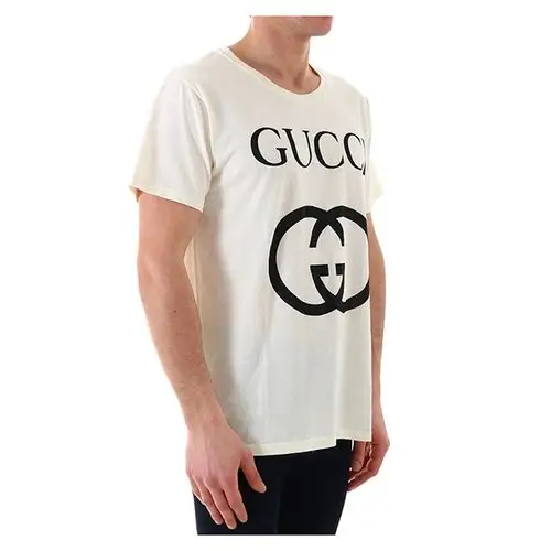 gucci/古驰 20年秋冬 饰互扣式g超大造型t恤 男性 白色 男士短袖t恤