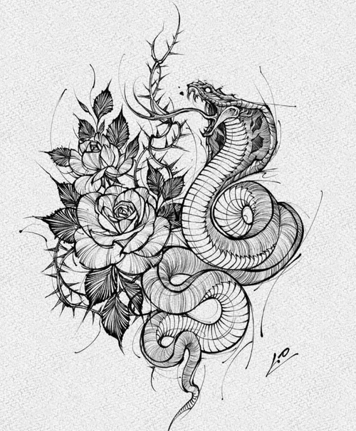 素花与蛇纹身素材精选4