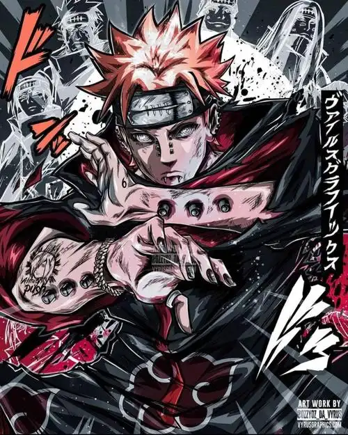 画师笔下的火影忍者这个画风相当狂野鸣人霸气感十足