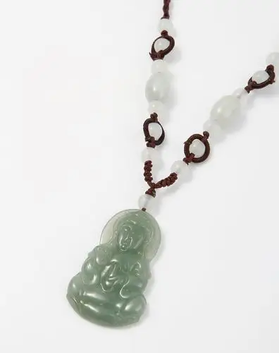 饰品库存专场熙帝 绿色玉石观音吊坠项链