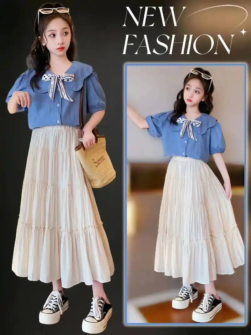 女童夏季套装2024新款中大童6~12岁15岁小女孩洋气长款 - 抖音