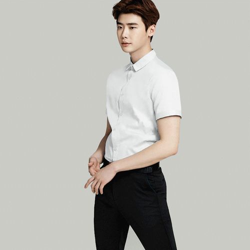 雀后明星同款李钟硕白衬衫男短款韩版职业工作服新郎伴郎结婚照