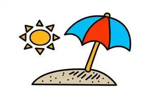 沙滩伞的简笔画