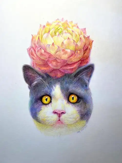 全球我最富#我家宠物好可爱  #宠物油画定制  #宠物肖像画  #彩铅画