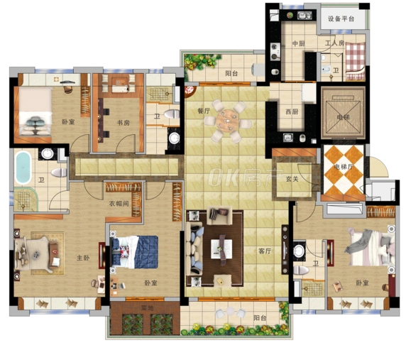 yj215户型(五室两厅三卫)