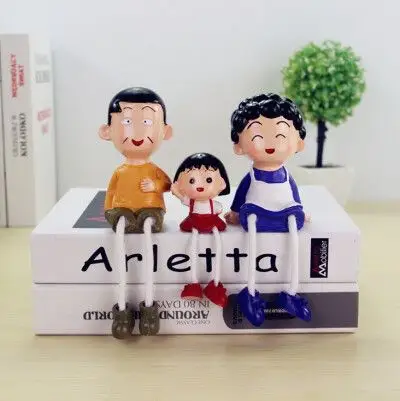 樱桃小丸子吊脚公仔一家三口人物场景摆件 最重要的事就是和最爱的人