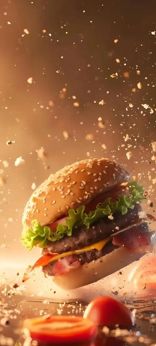 手机壁纸美味无法阻挡的汉堡炸鸡壁纸图片赶紧收藏