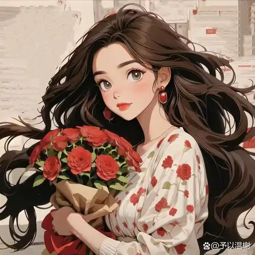 女生头像 抱花头像系列之红玫瑰