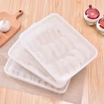 饺子盒不分格带盖冰箱保鲜收纳盒冻饺子不粘透明长方形塑料保鲜盒