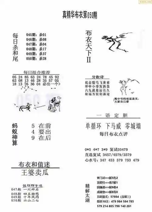 23年050期3d布衣图库图谜版总汇