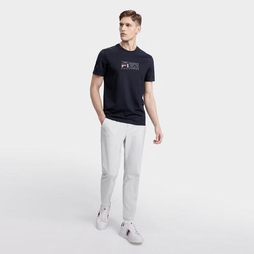 斐乐(fila)【黄景瑜同款】男装男式休闲t恤男士基础商务圆领针织短袖