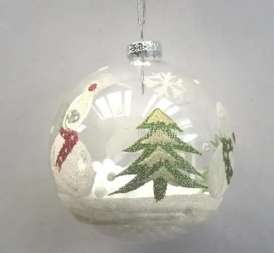 透明圣诞球圣诞树装饰品 圣诞节礼品 圣诞彩绘玻璃球挂件